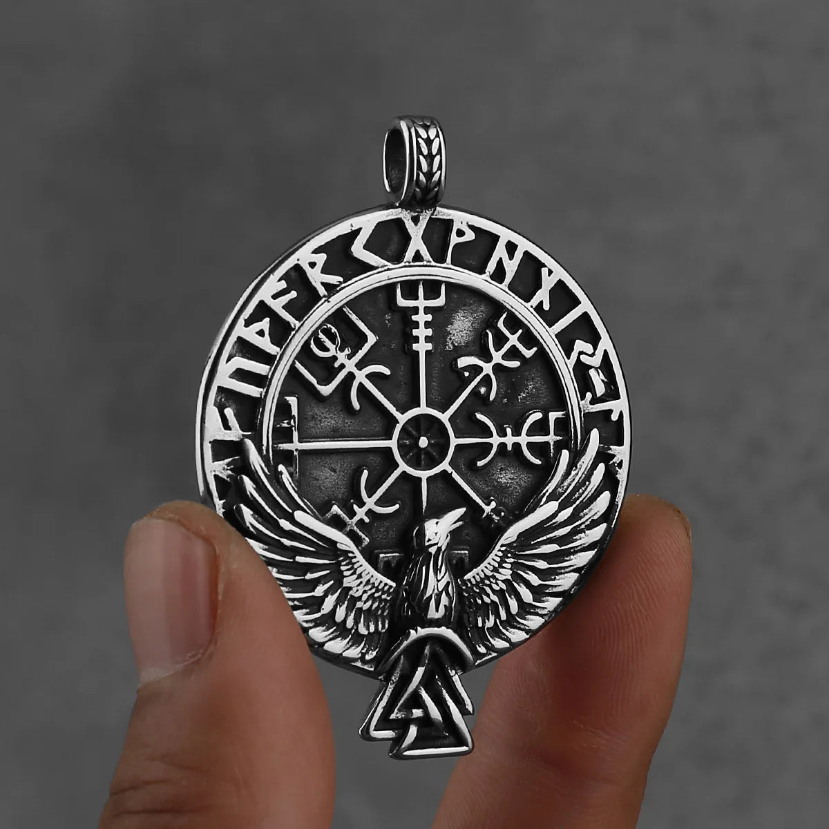 HNSP 316L acier inoxydable Viking Rune corbeau pendentif chaîne collier pour hommes bijoux accessoires