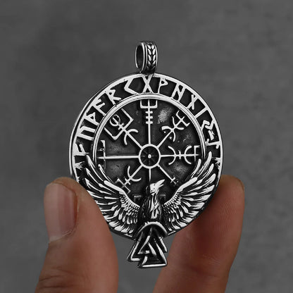 HNSP 316L acier inoxydable Viking Rune corbeau pendentif chaîne collier pour hommes bijoux accessoires