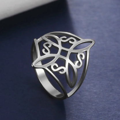 LIKGREAT bague noeud de sorcière pour femmes hommes creux en acier inoxydable bagues celtique Vintage amulette Protection Couple bijoux cadeaux