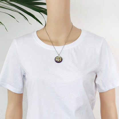 Collier Pendentif Orgone Géométrie Sacrée pour Femme et Homme, Collier Oeil, Cube Metatron, Massage Charbon