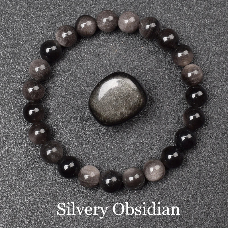 Bracelet de perles en pierre d'obsidienne dorée naturelle pour hommes et femmes, pierre brute d'obsidienne arc-en-ciel légère dorée, perle ronde, bijoux d'énergie naturelle