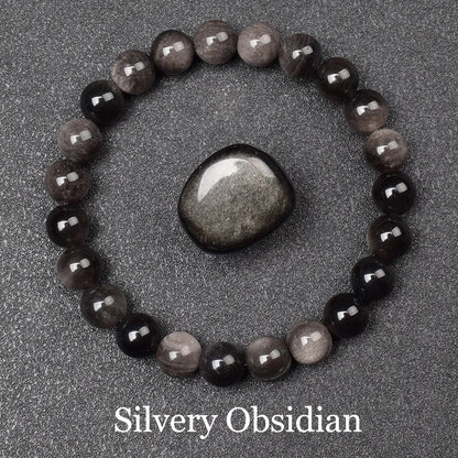 Bracelet de perles en pierre d'obsidienne dorée naturelle pour hommes et femmes, pierre brute d'obsidienne arc-en-ciel légère dorée, perle ronde, bijoux d'énergie naturelle