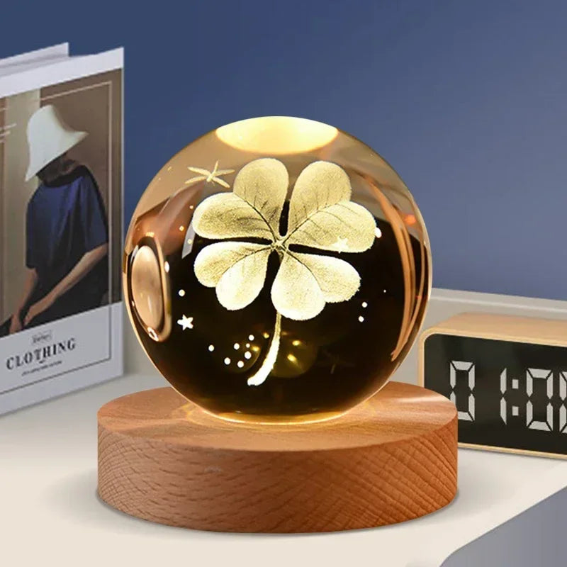Décoration artisanale en verre 3D, 12 Constellations, boule de cristal gravée au Laser, système solaire d'anniversaire, cadeau, Base en bois, décor de bureau pour la maison