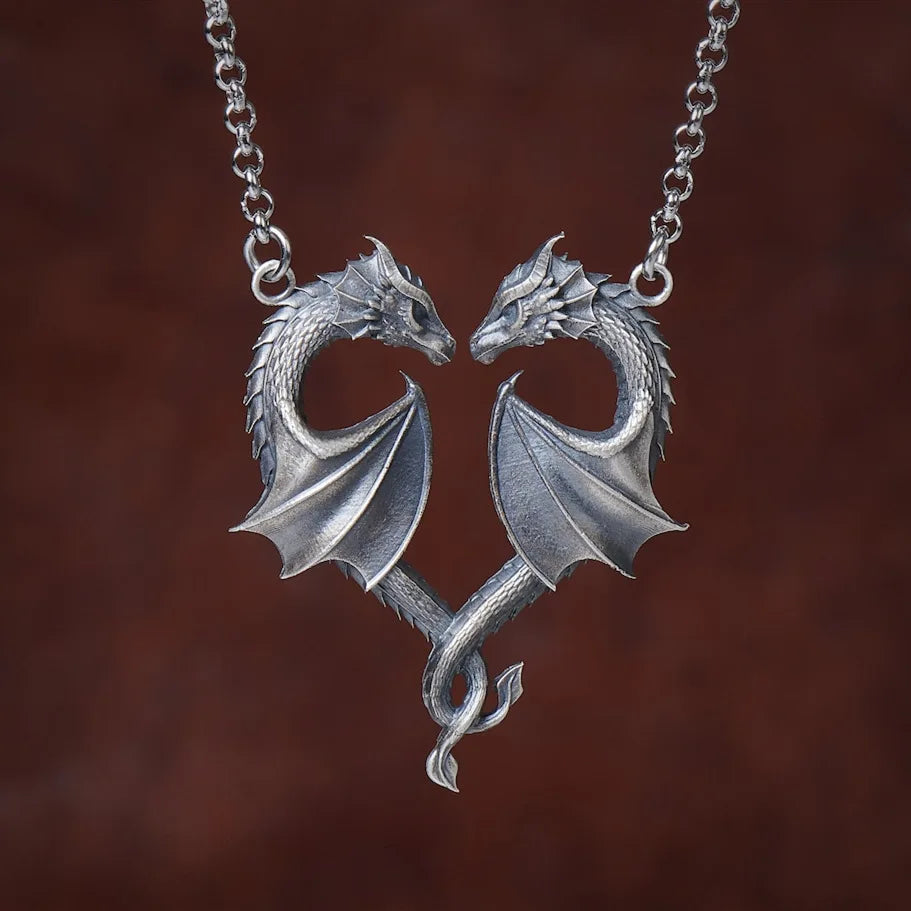 Collier Pterosaurio mystérieux, bijoux Viking, accessoires gothiques, rétro, païen, coeur, dragon, amour, cadeau, tour de cou pour femme et homme