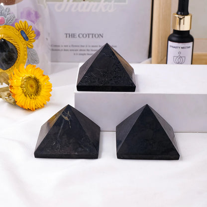 Pyramide de cristal Shungite en pierres naturelles, pierre de guérison à Quartz, Chakra Reiki, artisanat de décoration pour la maison, 1 pièce