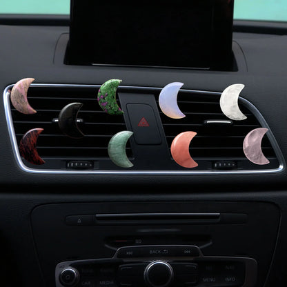 Réinitialisation de parfum d'aromathérapie de voiture, pierre naturelle de guérison CitroQuartz, pierre précieuse de lune et d'étoile, décoration intérieure, 1PC