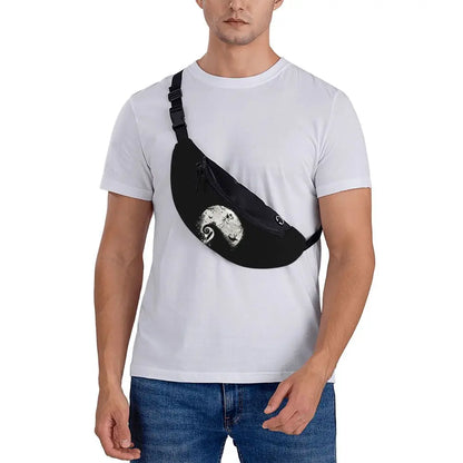 Sac Banane Personnalisé L'Étrange Noël de Monsieur Jack, Sacoche à Bandoulière pour Voyage, Randonnée, Téléphone, Poudres d'Argent