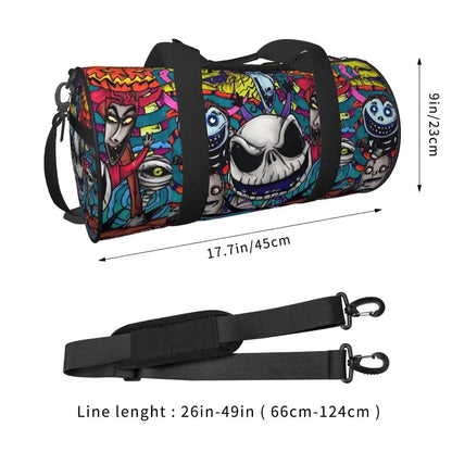 Sac fourre-tout de plage personnalisé Jack Skellington pour femmes, squelette vivant, grand compartiment, sacs de voyage pour salle de sport et plage