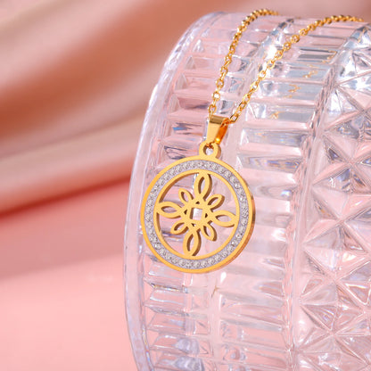 Skyrim Collier Nministériels d Sorcière en Acier Inoxydable, Pendentif Rond, Amulette Wicca, Bijoux Cadeau d'Anniversaire