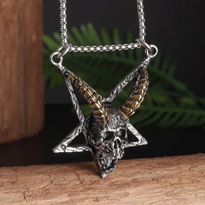 Collier pendentif tête de mort gothique Nina ifixion pour homme, punk vintage, bondage, démon, motard, rock, exorciste, bijoux, cadeau d'Halloween