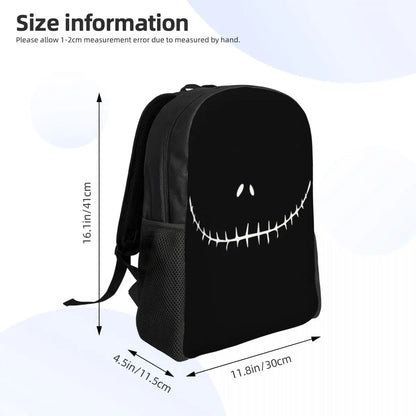 Sac à dos de voyage personnalisé citrouille King Jack Skellington souriant, sac à livres pour ordinateur d'école, le cauchemar avant noël