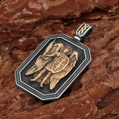 Collier archange Saint Michel, garde religieuse, amulette de foi chrétienne, pendentif en acier inoxydable, bijoux de document en or, cadeau d'amant