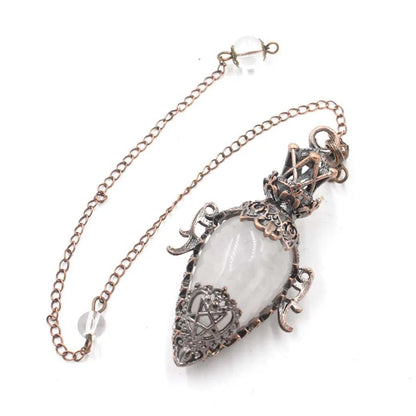 pendule spirituel veritable en cristal de quartz rose obsidienne, grand pendentif , ystes d'atterrissage, pendule radiesthésie pierre naturelle  précieuses pendules divinatoire en pierres spiritualité X202