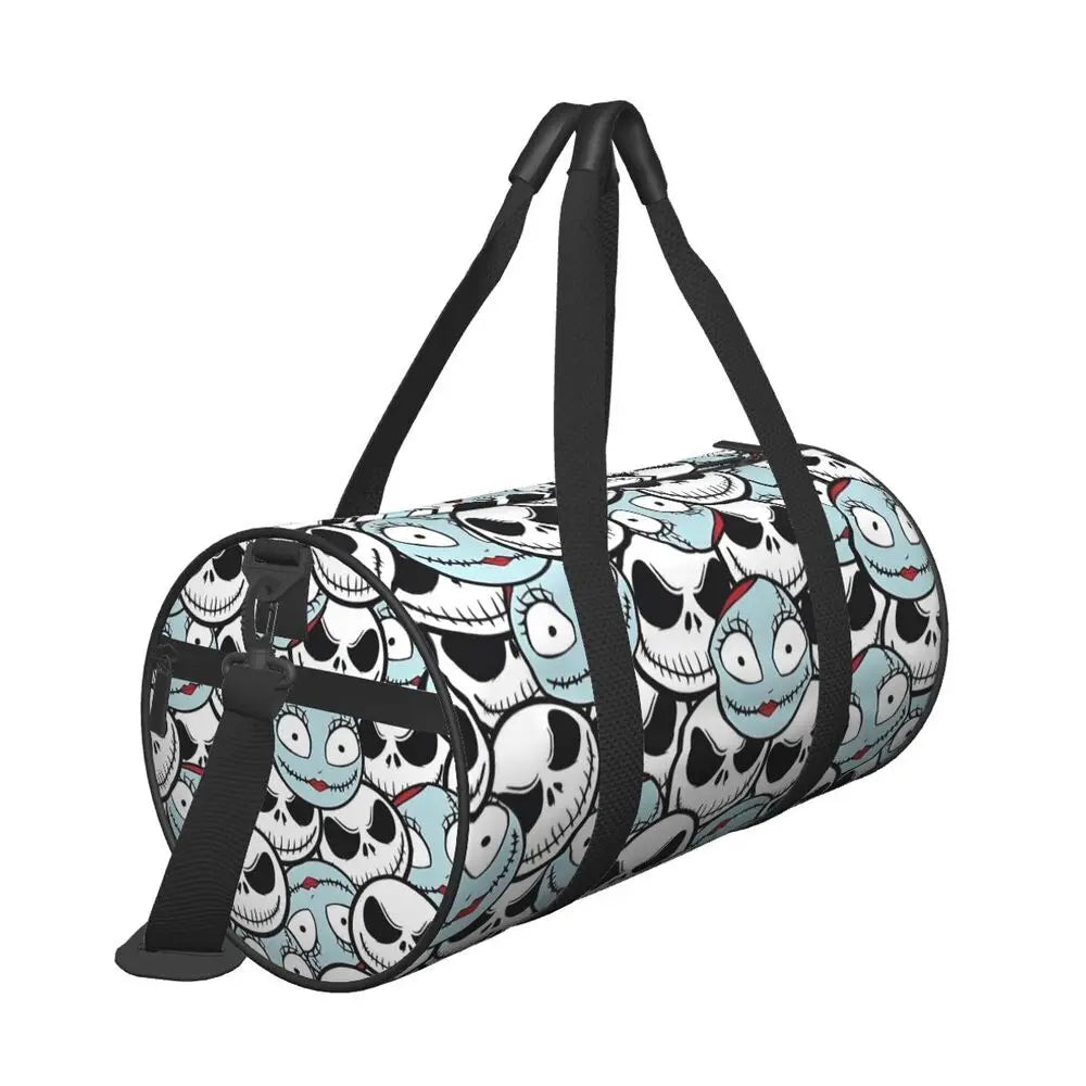 Sac fourre-tout de plage personnalisé Jack Skellington pour femmes, squelette vivant, grand compartiment, sacs de voyage pour salle de sport et plage