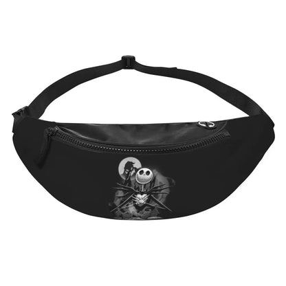 Sac Banane Personnalisé L'Étrange Noël de Monsieur Jack, Sacoche à Bandoulière pour Voyage, Randonnée, Téléphone, Poudres d'Argent