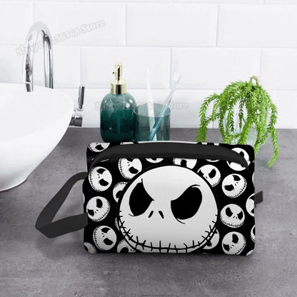 Sac à cosmétiques le cauchemar avant noël pour filles, pochette de maquillage Jack Skellington, organisateurs portables, étui de maquillage, cadeau pour femmes