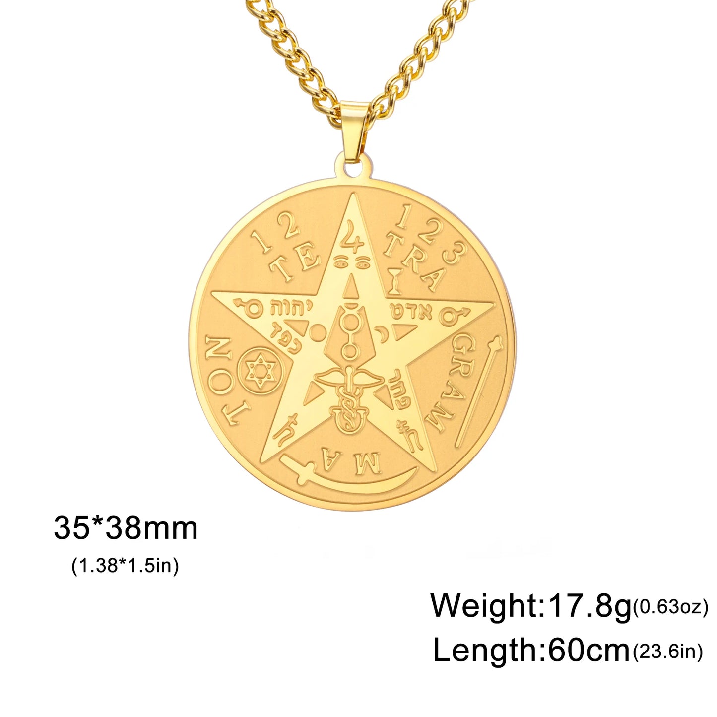 LIKGREAT-Collier pendentif pentagramme, bijoux en acier inoxydable, nom de Dieu, protection du pentacle, amulette porte-bonheur, cadeau