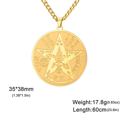 LIKGREAT-Collier pendentif pentagramme, bijoux en acier inoxydable, nom de Dieu, protection du pentacle, amulette porte-bonheur, cadeau