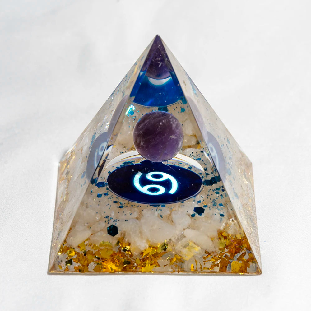 Pyramide de générateur d'énergie en cristal naturel, péridot, améthyste, Reiki, Chakra de guérison, pyramide en résine, décor égyptien, décoration de salle, 1 pièce