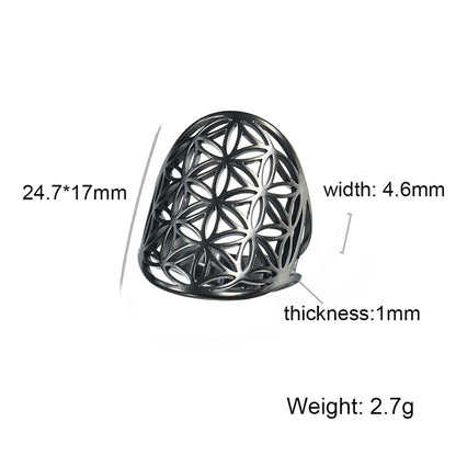 EUEAVAN – bague fleur de vie en acier inoxydable, géométrie sacrée archange Metatron, amulette réglable, bijoux cadeau, vente en gros