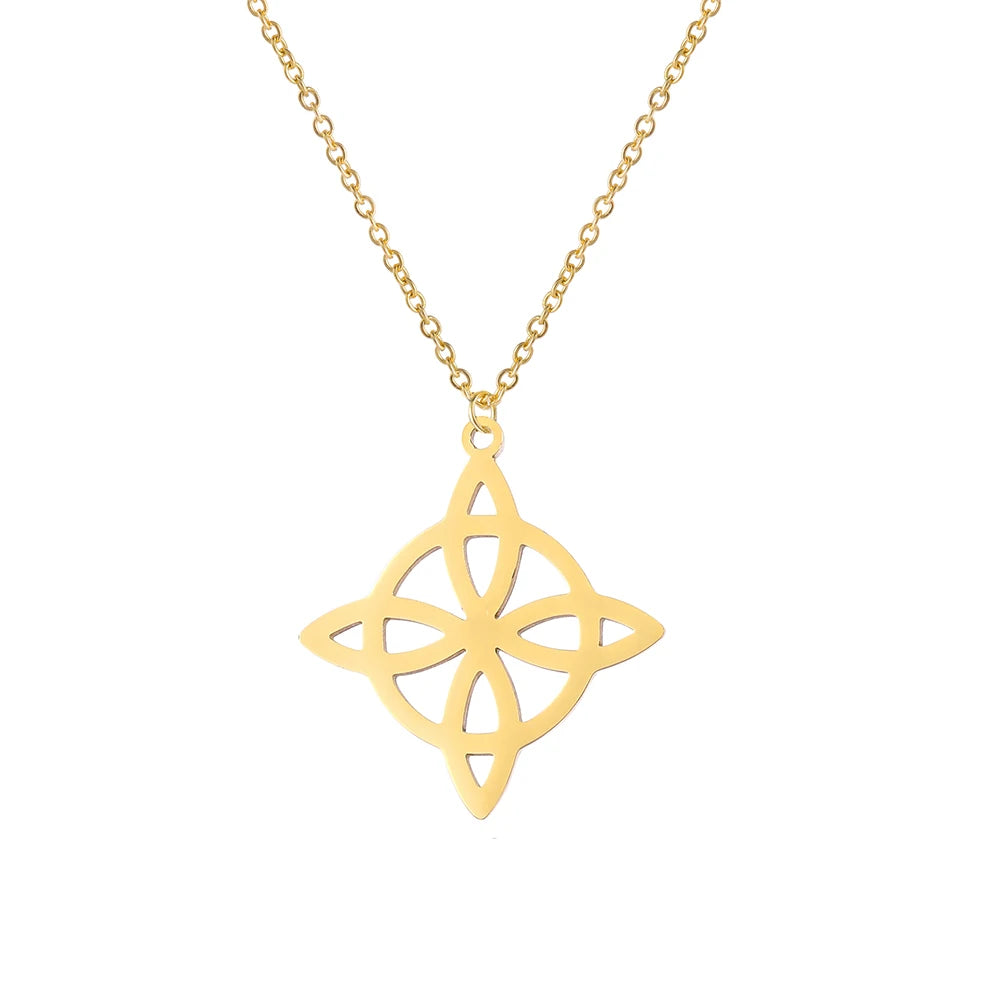 Collier Vintage avec nœud de sorcière pour femmes, pendentif porte-bonheur, amulette de Protection des celtiques irlandais, en acier inoxydable, bijoux Wicca, cadeau