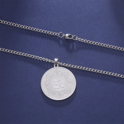 EUEAVAN Yoga Lotus Ohm symbole pendentif collier hindou bouddhiste chaîne en acier inoxydable méditation spirituelle religieux bijoux cadeaux