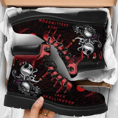 Cauchemar Brfore Noël Anime Figure Jack Skellington Sally Bottes Baskets montantes Femmes Crâne Bottes Halloween Cosplay Chaussures
