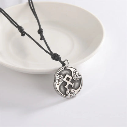 EUEAVAN rétro mystérieux Runes collier Viking bijoux corde chaîne réglable colliers en acier inoxydable pendentif amulette bijoux