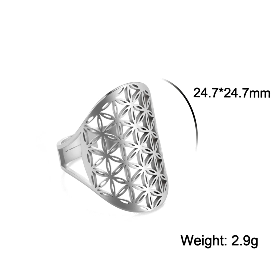 EUEAVAN – bague fleur de vie en acier inoxydable, géométrie sacrée archange Metatron, amulette réglable, bijoux cadeau, vente en gros