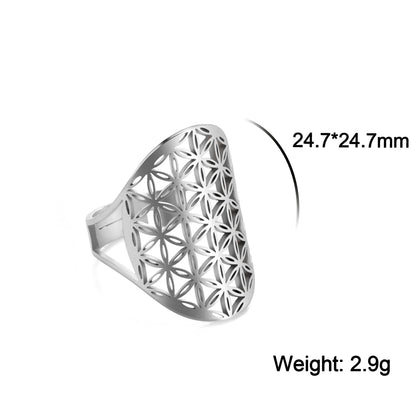 EUEAVAN – bague fleur de vie en acier inoxydable, géométrie sacrée archange Metatron, amulette réglable, bijoux cadeau, vente en gros