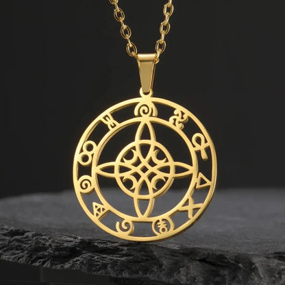 Dawapara-Collier à Nministériels d de Sorcière en Acier Inoxydable pour Femme, Amulette de Protection, Bijoux Wiccan