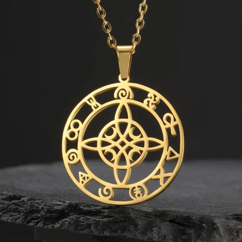 Dawapara-Collier à Nministériels d de Sorcière en Acier Inoxydable pour Femme, Amulette de Protection, Bijoux Wiccan