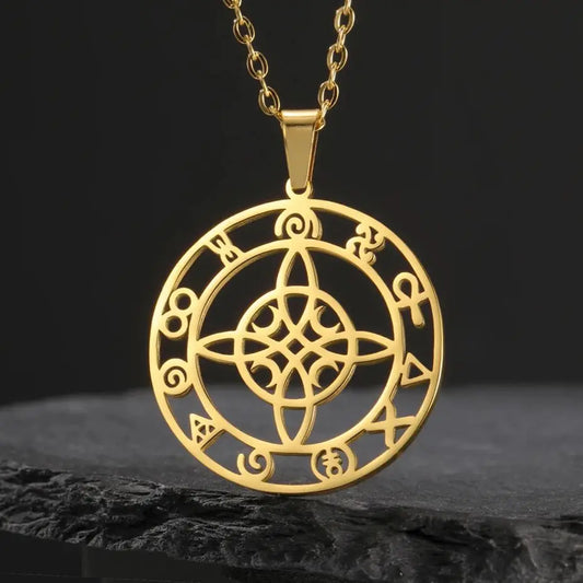 Dawapara-Collier à Nministériels d de Sorcière en Acier Inoxydable pour Femme, Amulette de Protection, Bijoux Wiccan