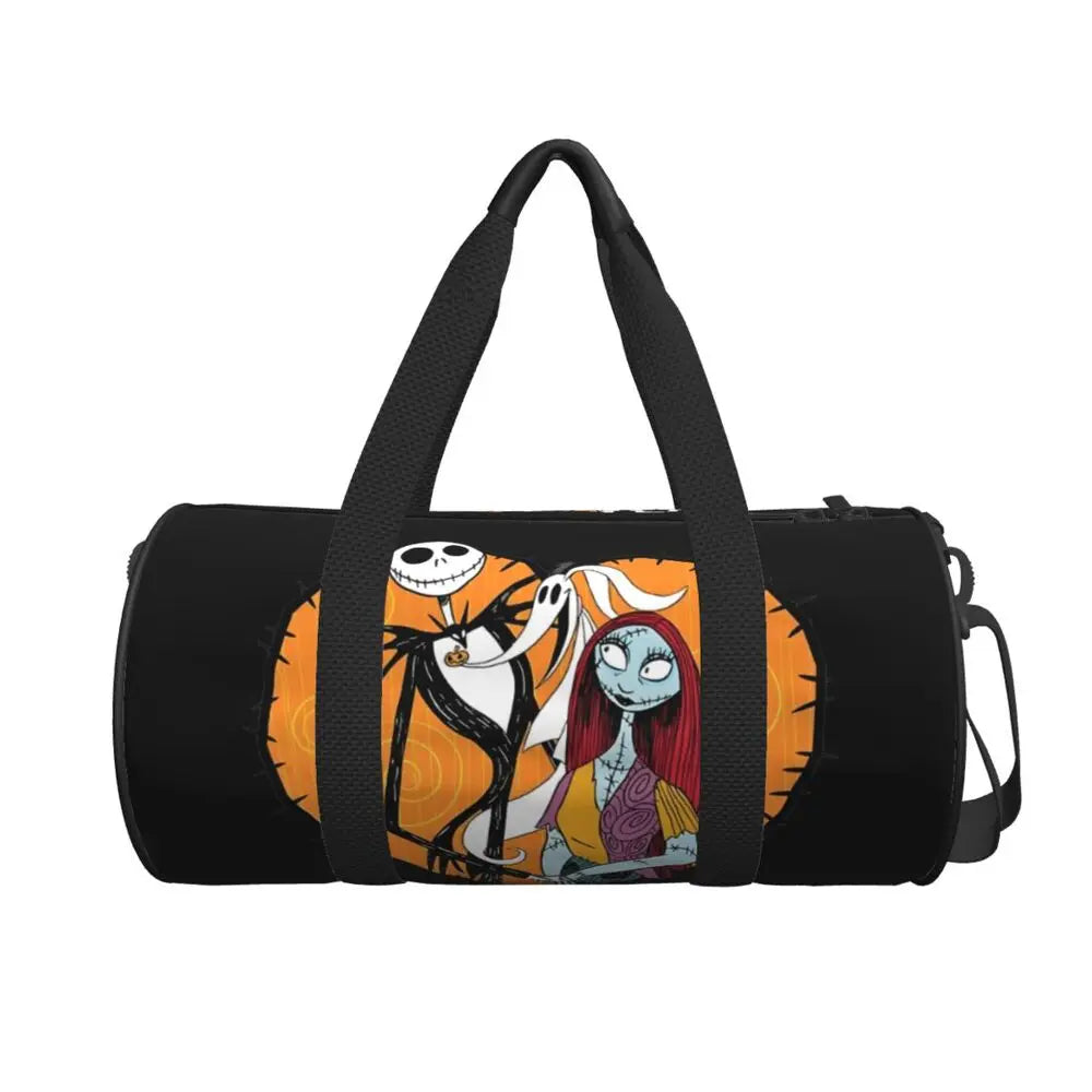 Sac fourre-tout de plage personnalisé Jack Skellington pour femmes, squelette vivant, grand compartiment, sacs de voyage pour salle de sport et plage