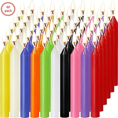 Mini bougie conique de couleurs assorties non parfumées, idéale pour le lancer des carillons, des rituels, des incantes, des jeux de cire et plus, décoration de noël, 100/60 pièces