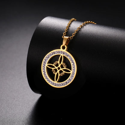Skyrim Collier Nministériels d Sorcière en Acier Inoxydable, Pendentif Rond, Amulette Wicca, Bijoux Cadeau d'Anniversaire