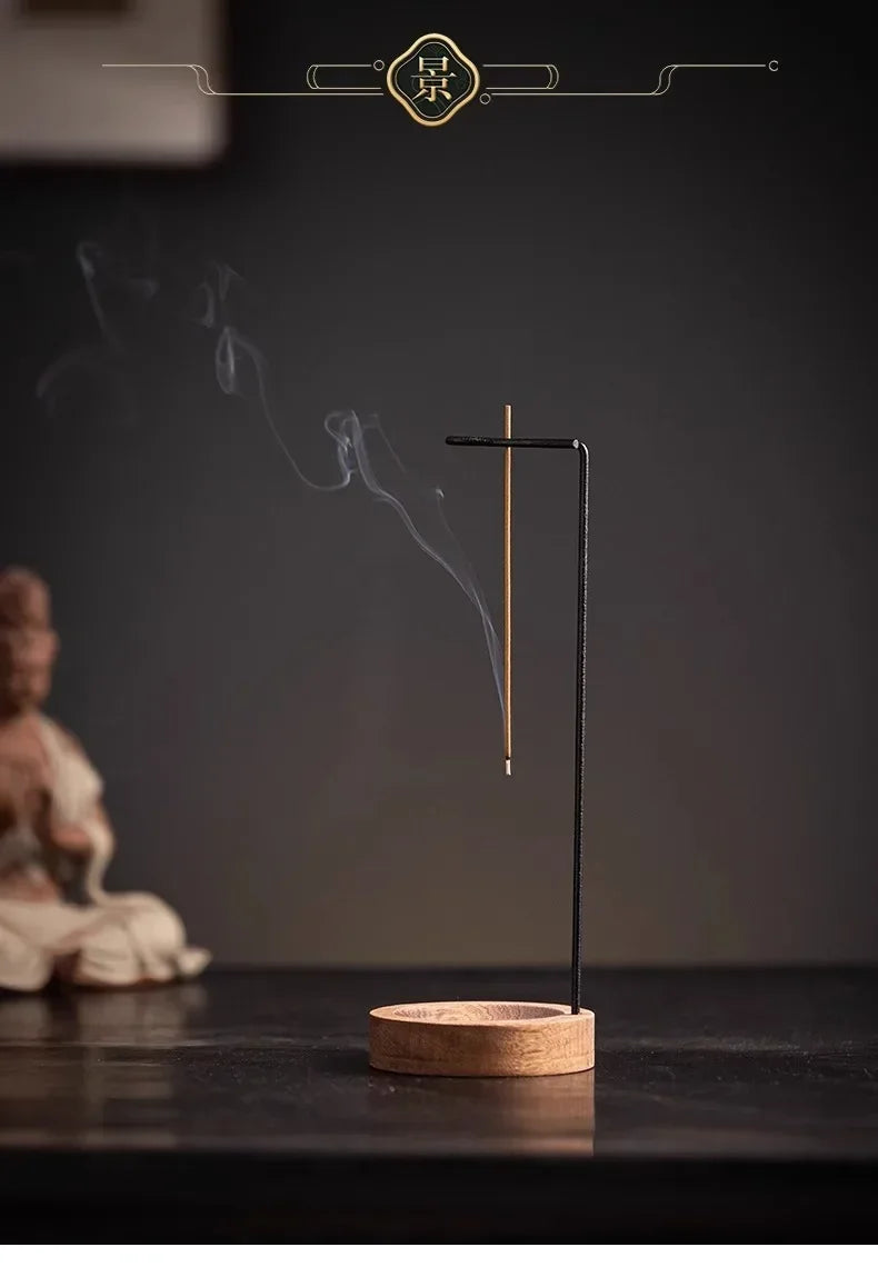 Brûleur d'encens créatif à l'envers, porte-bâton d'encens rond en bois, plateau d'encens, ornement de chambre à coucher, décoration de Yoga pour la maison, artisanat