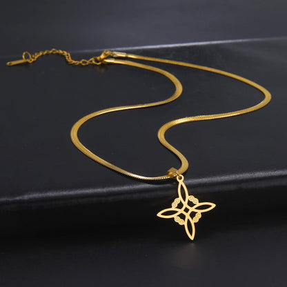 Collier Vintage avec nœud de sorcière pour femmes, pendentif porte-bonheur, amulette de Protection des celtiques irlandais, en acier inoxydable, bijoux Wicca, cadeau