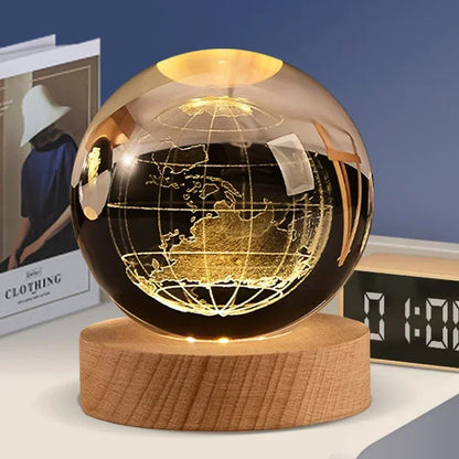 Décoration artisanale en verre 3D, 12 Constellations, boule de cristal gravée au Laser, système solaire d'anniversaire, cadeau, Base en bois, décor de bureau pour la maison