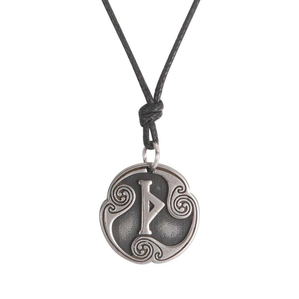 EUEAVAN rétro mystérieux Runes collier Viking bijoux corde chaîne réglable colliers en acier inoxydable pendentif amulette bijoux