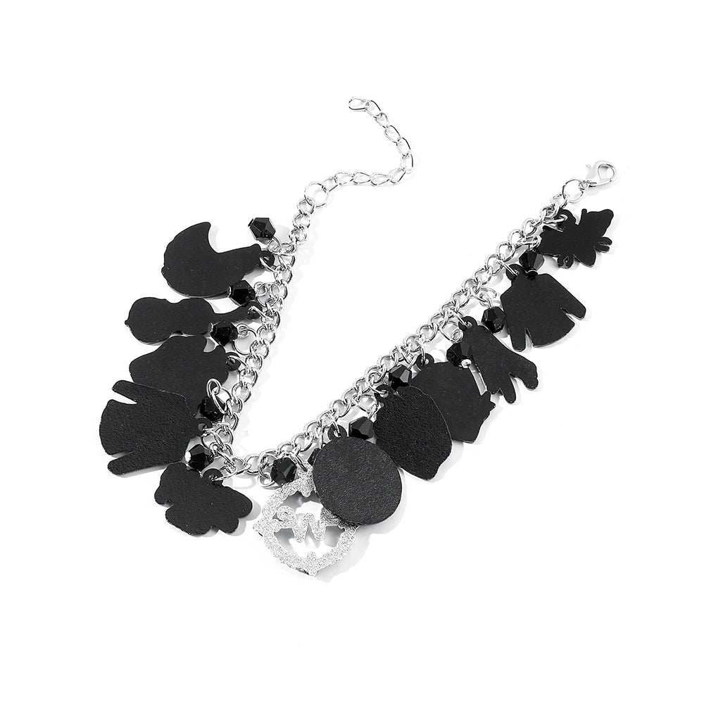 Bracelet de film d'horreur Addams pour femmes et hommes, bracelet de bricolage, uniforme scolaire gothique, breloques d'emblème, accessoires de bijoux, cadeau de mercredi