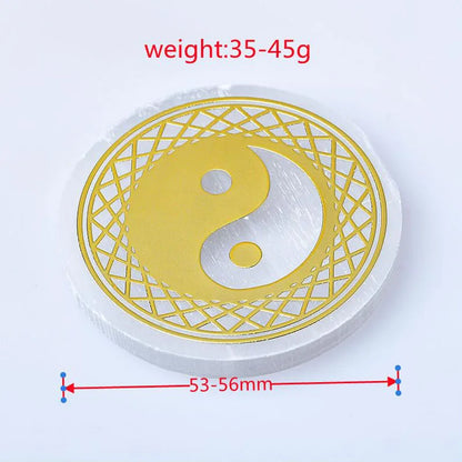 Plaque circulaire en sélénite naturelle, cristal de guérison, charge de Chakras minérales, dalle de gypse, spécimen de minéraux, décoration de maison, cadeau, 1 pièce