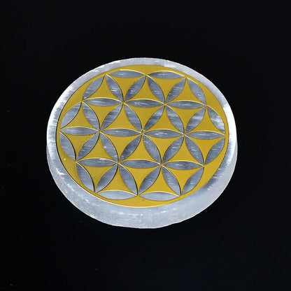 Plaque circulaire en sélénite naturelle, cristal de guérison, charge de Chakras minérales, dalle de gypse, spécimen de minéraux, décoration de maison, cadeau, 1 pièce