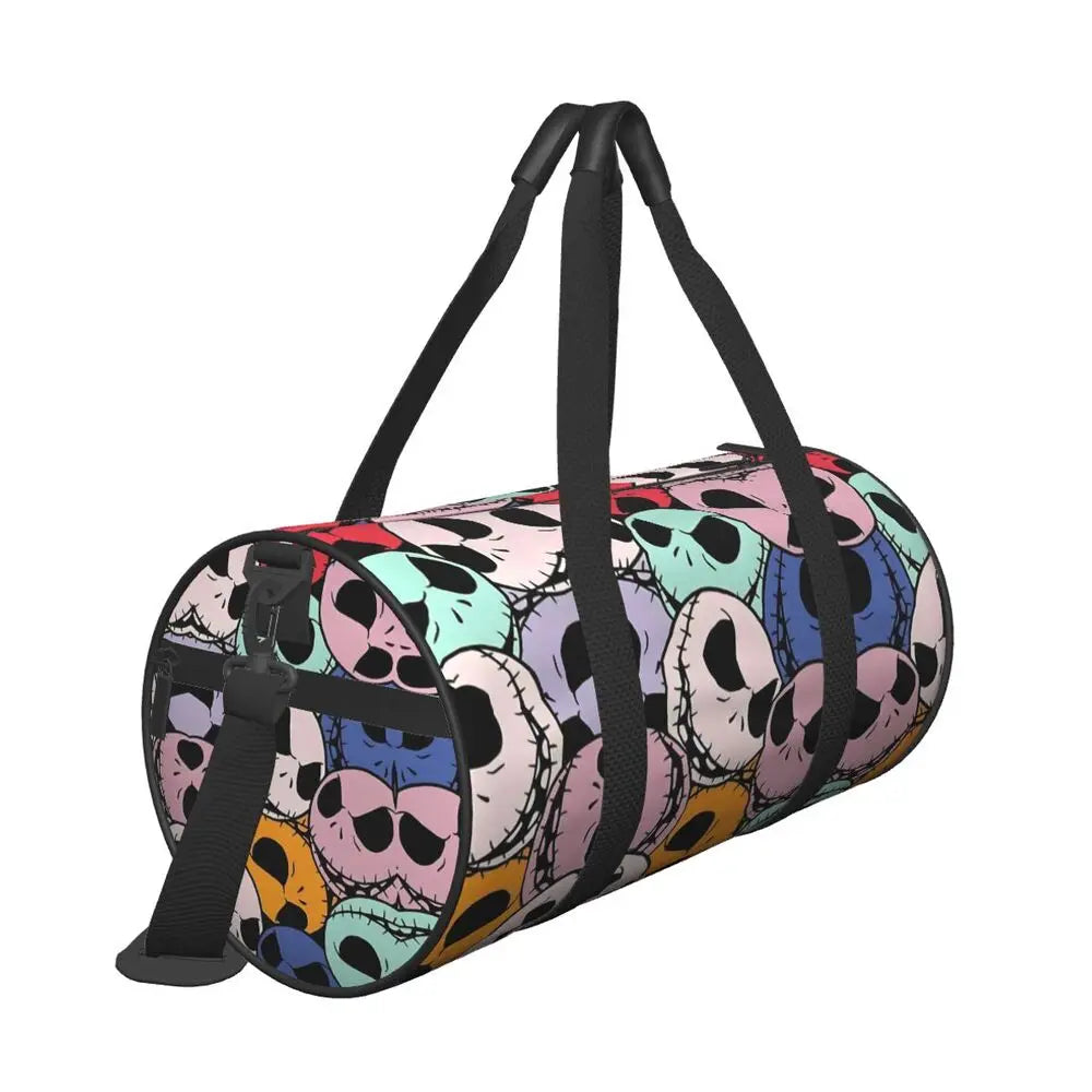Sac fourre-tout de plage personnalisé Jack Skellington pour femmes, squelette vivant, grand compartiment, sacs de voyage pour salle de sport et plage