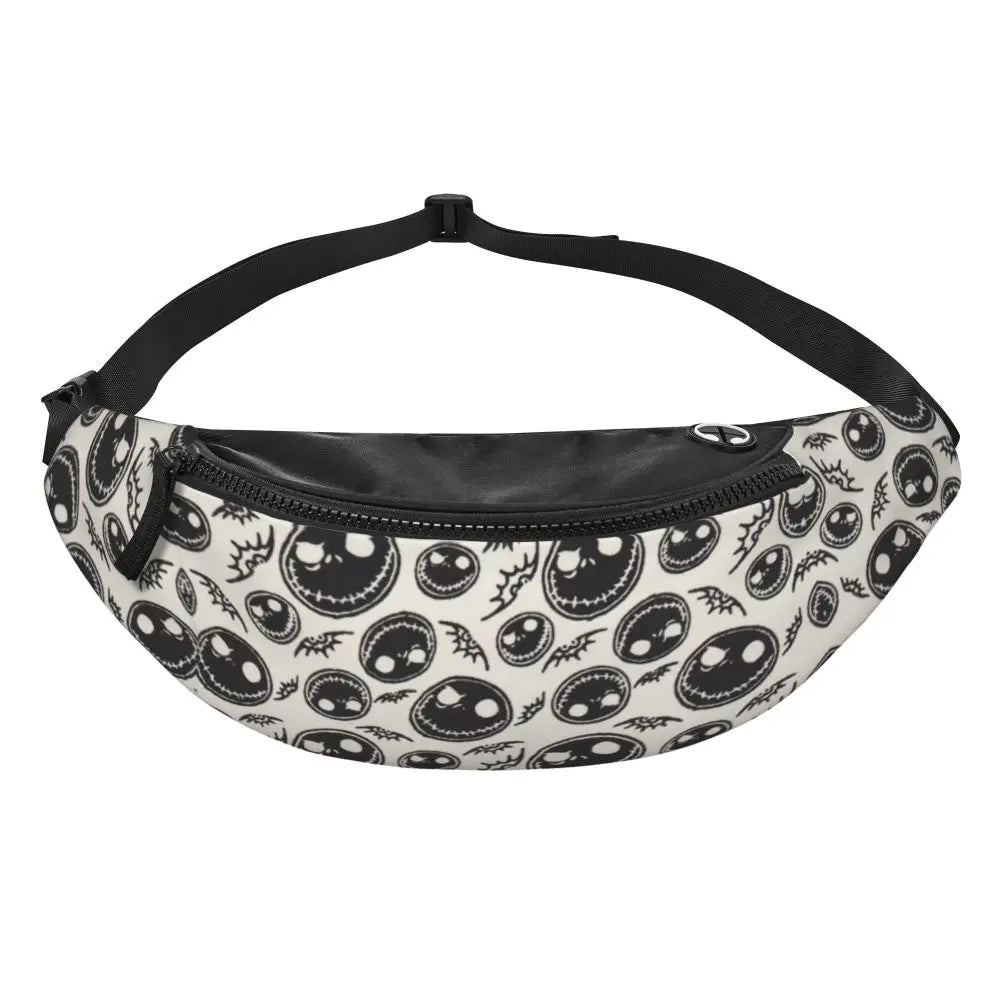 Sac Banane Personnalisé L'Étrange Noël de Monsieur Jack, Sacoche à Bandoulière pour Voyage, Randonnée, Téléphone, Poudres d'Argent