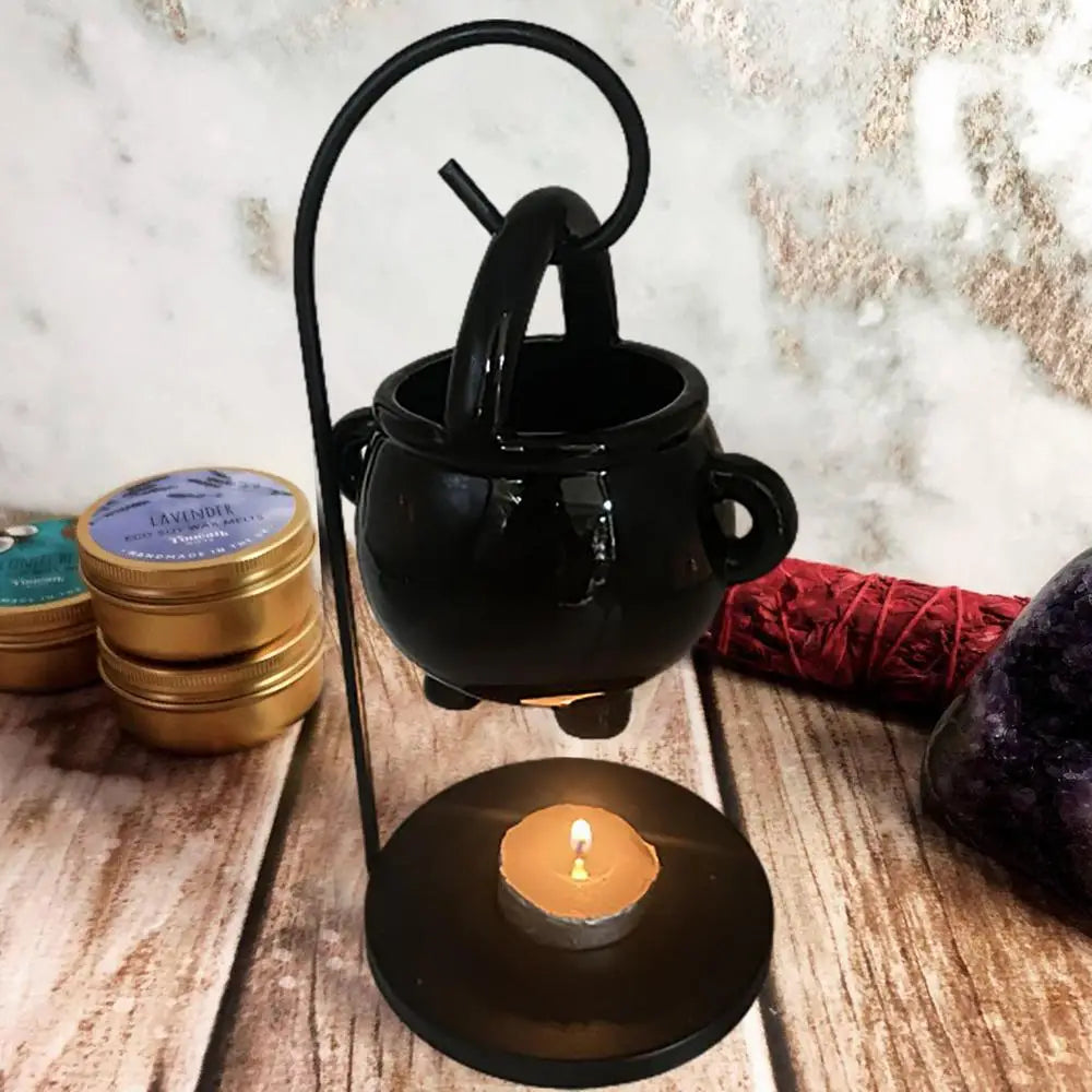 Chaudron suspendu brûleur de cire sorcière chaudron Pot bougeoir fournitures de sorcellerie huile essentielle encens arôme diffuseur décor à la maison