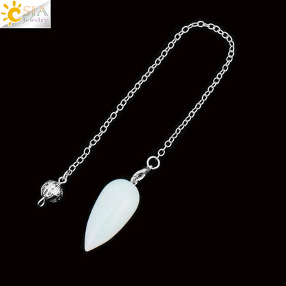 Pendule en Pierre Naturelle, Pendentif en Clip Turquoise, Goutte d'Eau de Guérison, Synchronisation, Radiesthésie, Reiki, T041