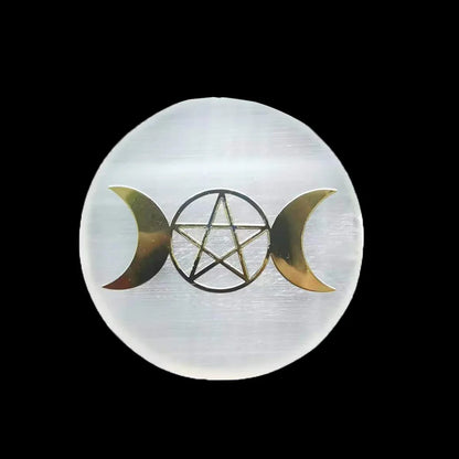 Dalles en tranches de sélénite en cristal naturel, 6CM, gypse blanc, 7 Chakras, fleur de vie, plaque de chargement, Yoga, méditation, guérison Fengshui