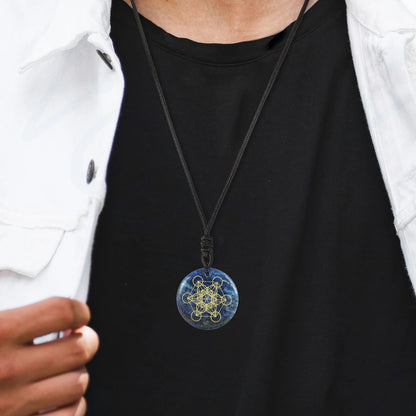 Pierre de cristal naturel Cube de Metatron pendentifs multidimensionnels mythologie ange mystérieux symboles divins colliers d'énergie Reiki