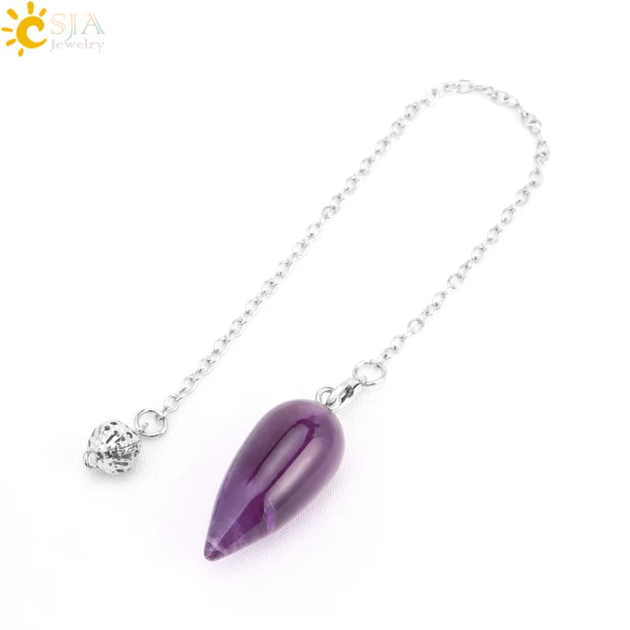 Pendule en Pierre Naturelle, Pendentif en Clip Turquoise, Goutte d'Eau de Guérison, Synchronisation, Radiesthésie, Reiki, T041
